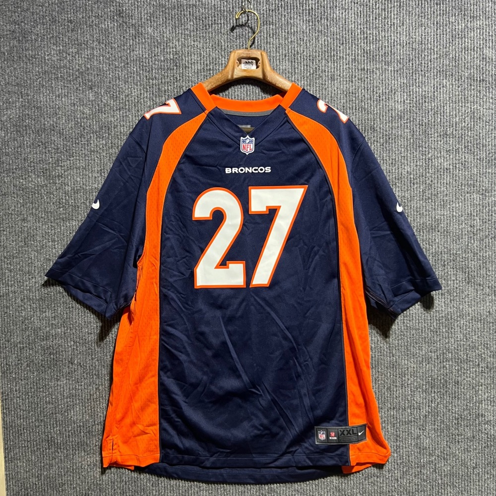 Nike Denver Broncos Jersey Mens XXL Blue Orange Moreno 27 NFL Football On Field